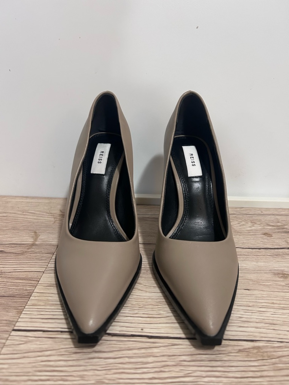 Reiss Ada Court Taupe Pointed Leather Pumps